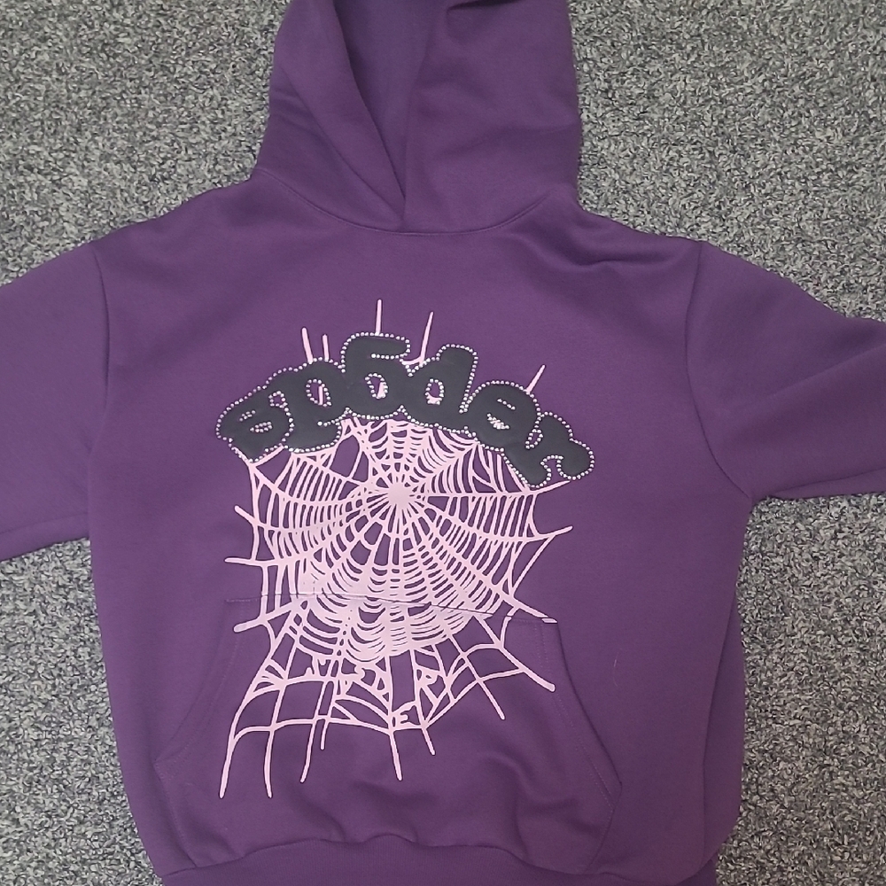 Purple Hoodie with Spider Web Graphic